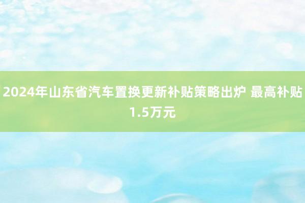 2024年山東省汽車置換更新補貼策略出爐 最高補貼1.5萬元